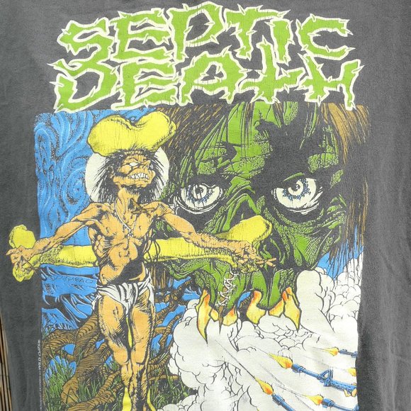 80's 90's Vintage SEPTIC DEATH Crossed Out Pushead T Shirt Large With Miller Tag